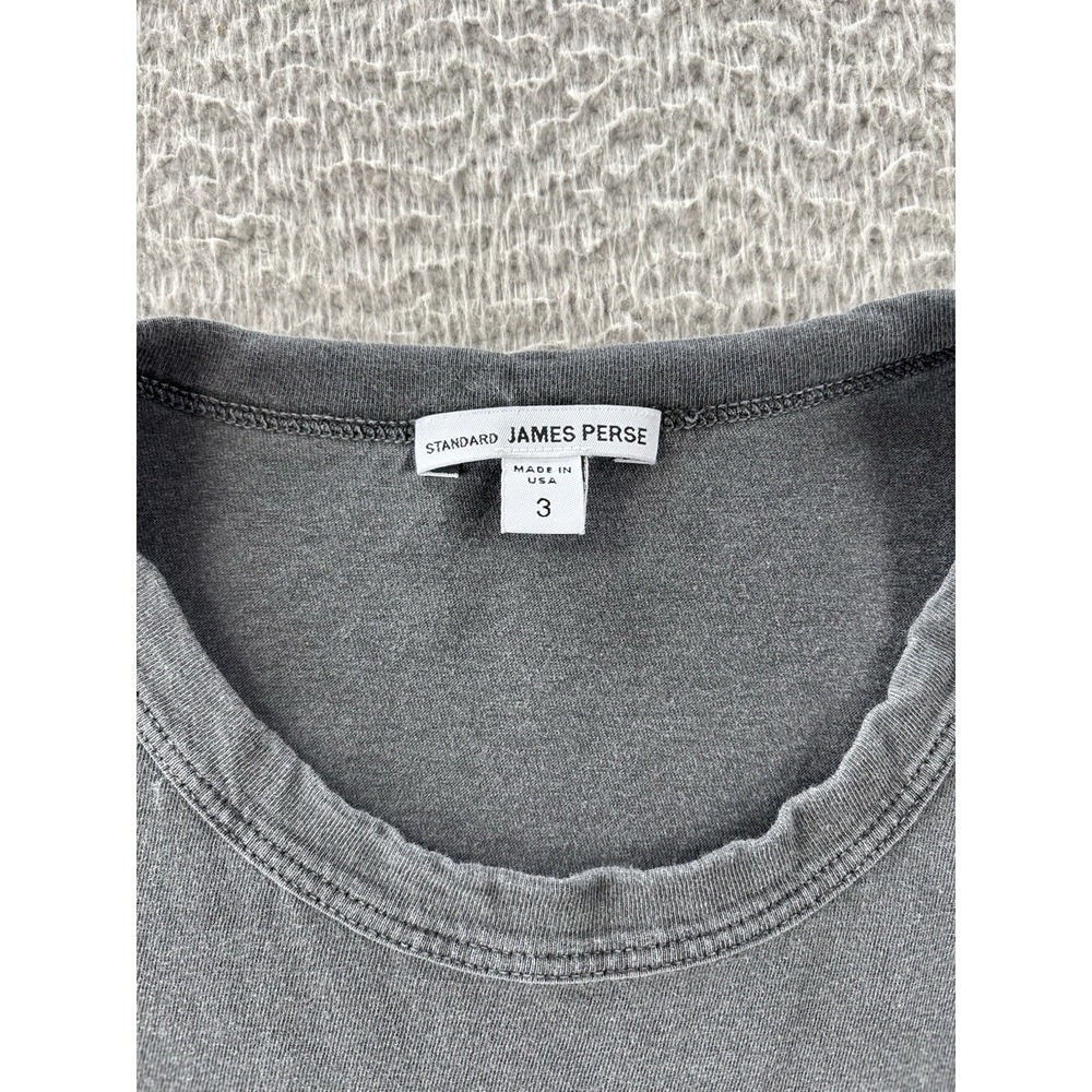 Standard James Perse T-Shirt Mens 3/Large Faded Black Crew Neck Long Sleeve - Picture 2 of 9